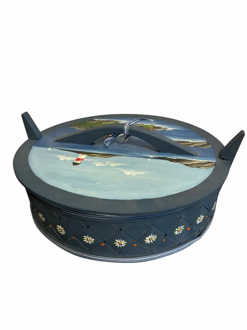 Maria Rask-Zilen Swedish Hand Painted Bentwood Box Nautical Lighthouse Svepask